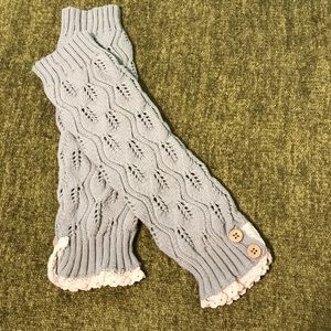 Arm Warmers, Sage Gray w/Cream Ruffle Wrist